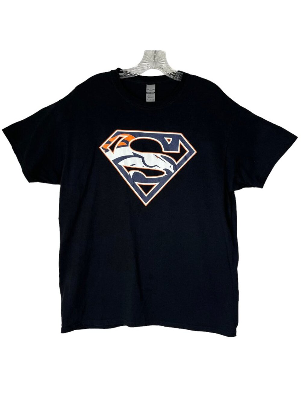 Denver Broncos Tshirt Superman Mens Large Black NFL Football Gildan
